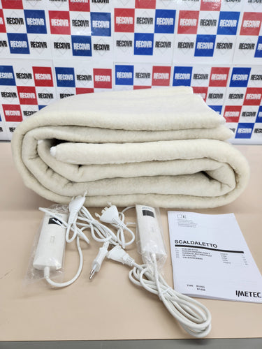 Imetec Scaldasonno doble 150 x 160 cm, 50 % lana merina, 2 temperaturas, dispositivo de seguridad Electro Block, fabricado en Italia